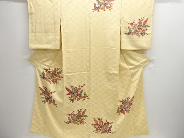 JAPANESEKIMONO / ANTIQUE AUTHENTIC RYUKYU BINGATA KIMONO / PINE / BAMB